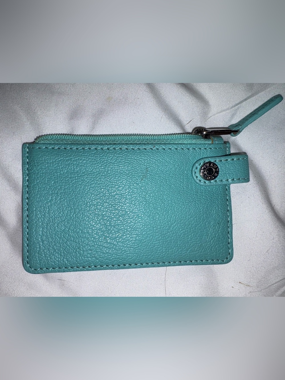 Tiffany & Co. teal blue leather card coin case - Picture 2 of 4